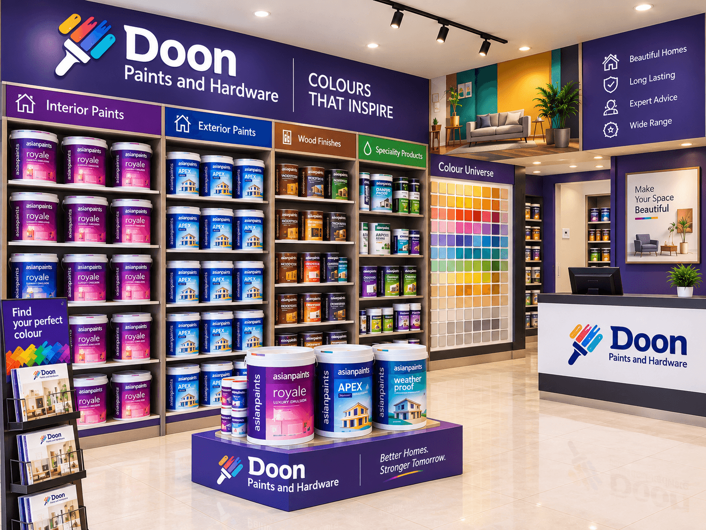 Doon Paints and Hardware store showcasing genuine, authorized-dealer paint brands